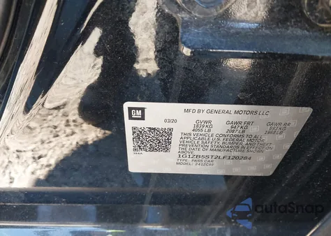 2020 Chevrolet Malibu Fwd Ls from USA, damaged, VIN 1G1ZB5ST2LF120284